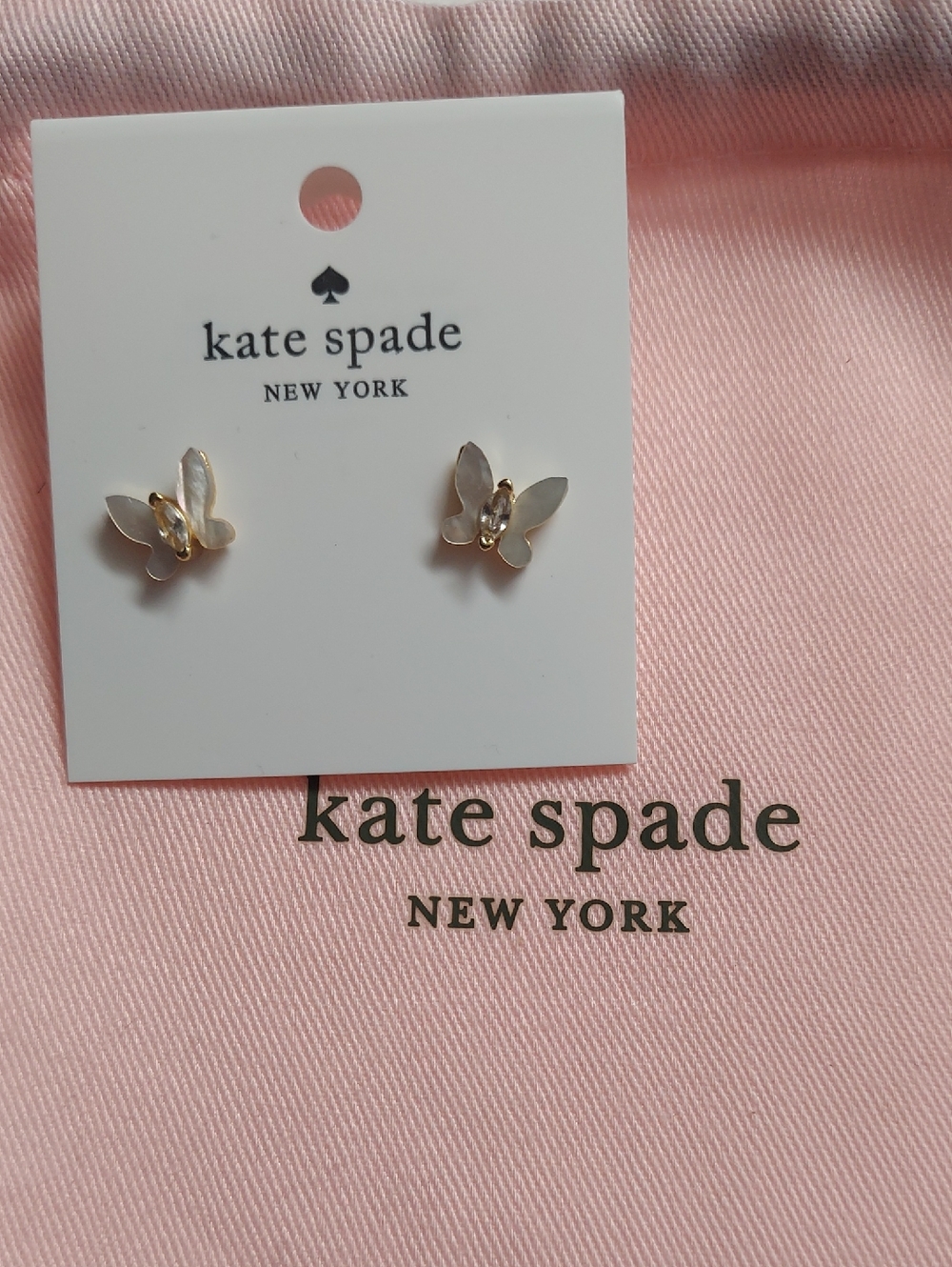 Kate Spade - Social Butterfly  Gold and Mother-of-Pearl Butterfly Stud Earrings